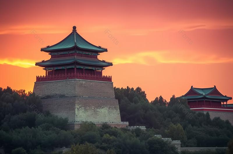 日落颐和园亭台楼阁建筑著名景点,高清,摄影图,摄影图片,图片大全,摄影图免费下载
